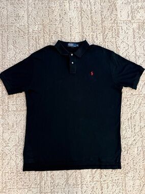 XL Polo by Ralph Lauren Black Polo Shirt with Red Pony Logo